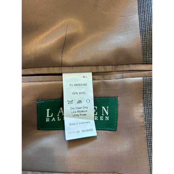 Lauren Ralph Lauren | Brown 100% Wool Mens Single Breasted Blazer | 44L - Picture 13 of 13